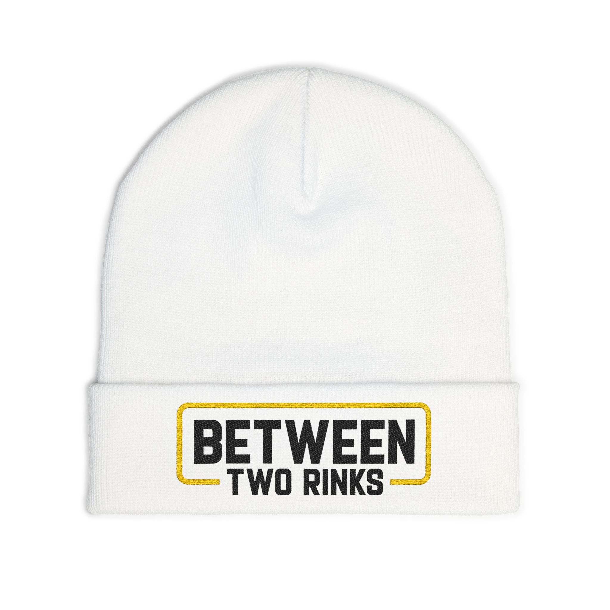 Between Two Rinks Embroidered Knit Beanie — Hockey Fan Winter Hat - Image 3