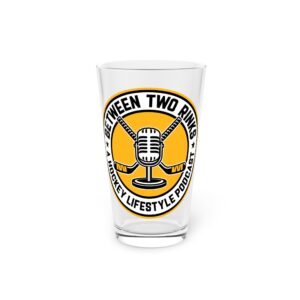 Between Two Rinks Hockey Podcast 16oz Pint Glass